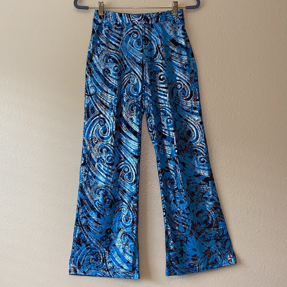 Antthony Blue Glam Paisley Print Palazzo Pants